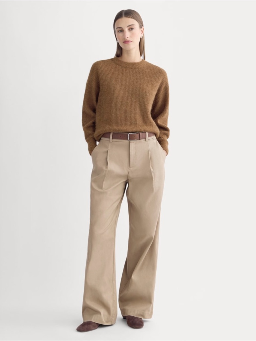 Everlane Alpaca Cocoon Crew Sweater Brown Cozy Minimalist Size XS - Picture 2 of 15